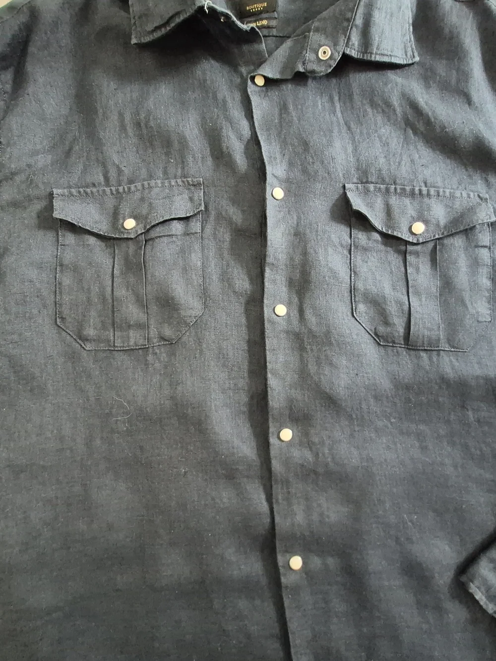 Doppelgänger Linen Western Shirt Black XXL Coastal Cowboy Italy Southern Cruise - Picture 7 of 12